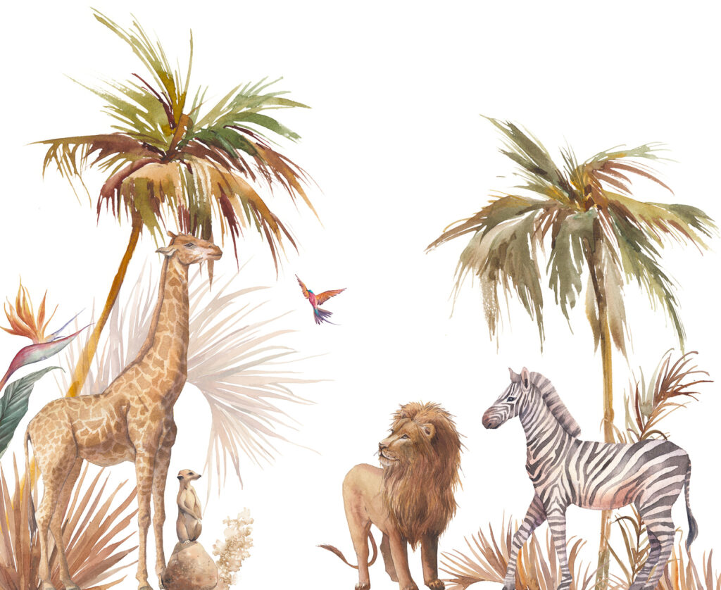 Grupo de animales en una selva Grupo de animales en una selva