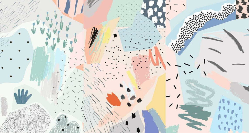 Collage de trozos de papel de diferentes colores Collage de trozos de papel de diferentes colores