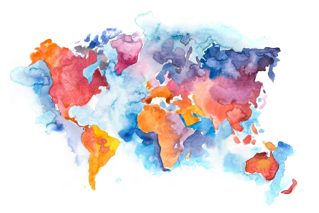 Watercolor map of the world
