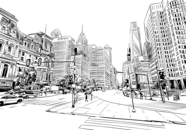 Dibujo de una calle urbana Dibujo de una calle urbana