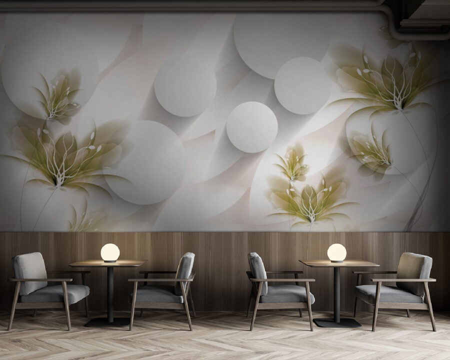 Diseño floral en blanco y verde