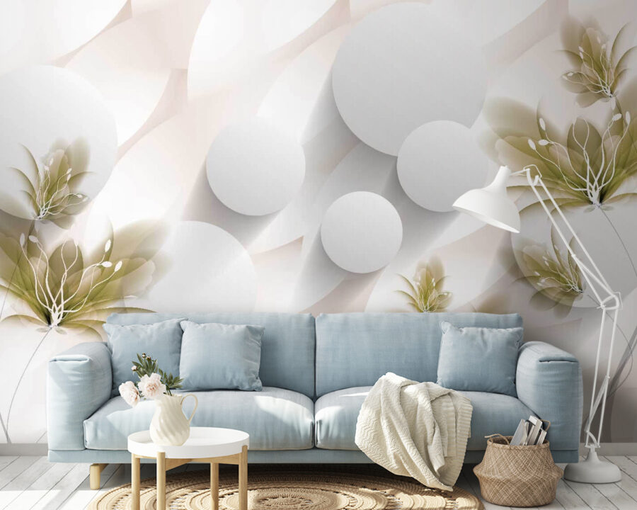 Diseño floral en blanco y verde
