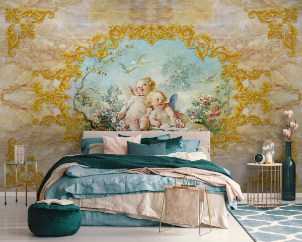 Pintura de ángeles y flores Pintura de ángeles y flores