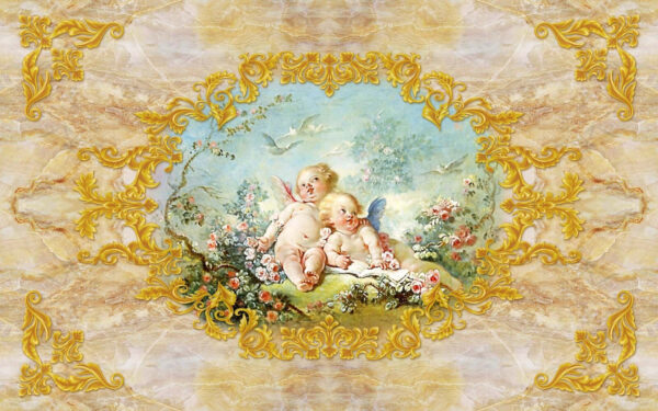 Pintura de ángeles y flores Pintura de ángeles y flores