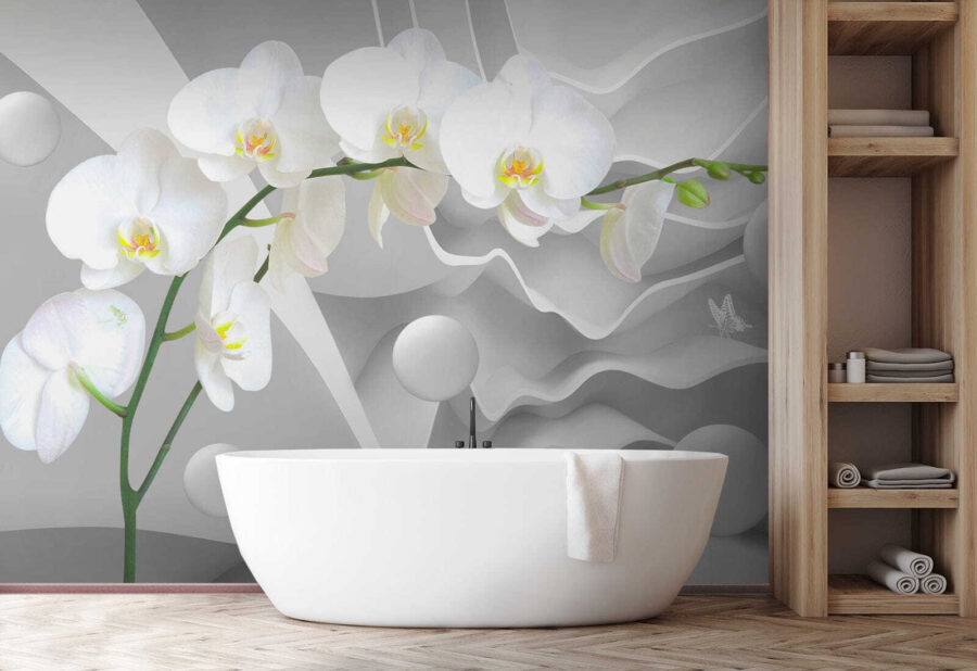 Orquídeas blancas y bolas blancas