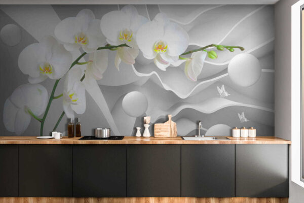 Orquídeas blancas y bolas blancas Orquídeas blancas y bolas blancas