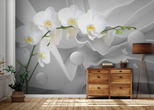 Orquídeas blancas y bolas blancas Orquídeas blancas y bolas blancas