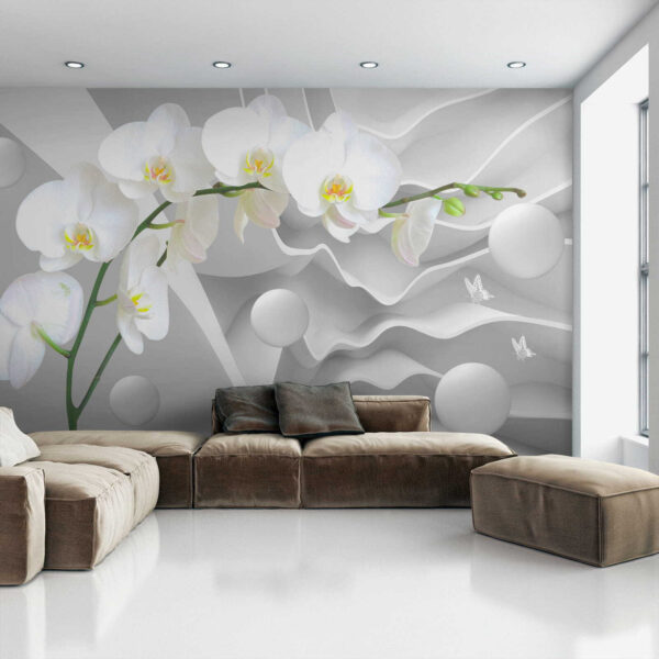 Orquídeas blancas y bolas blancas Orquídeas blancas y bolas blancas