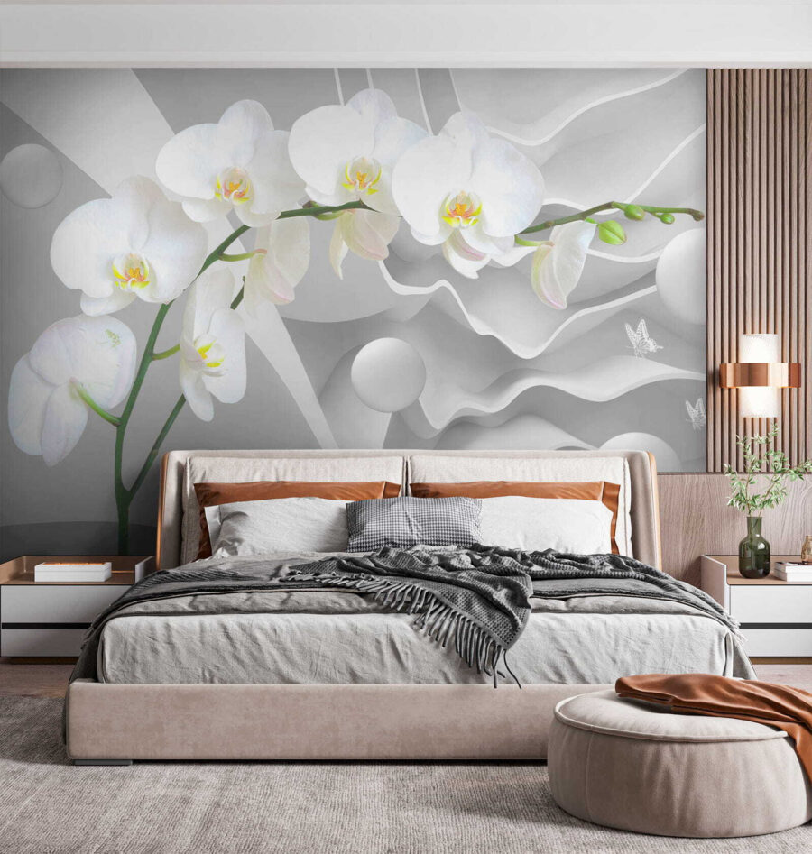 Orquídeas blancas y bolas blancas
