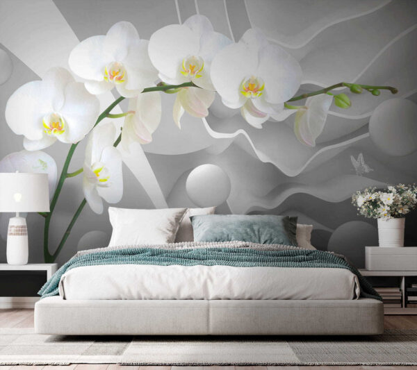 Orquídeas blancas y bolas blancas Orquídeas blancas y bolas blancas