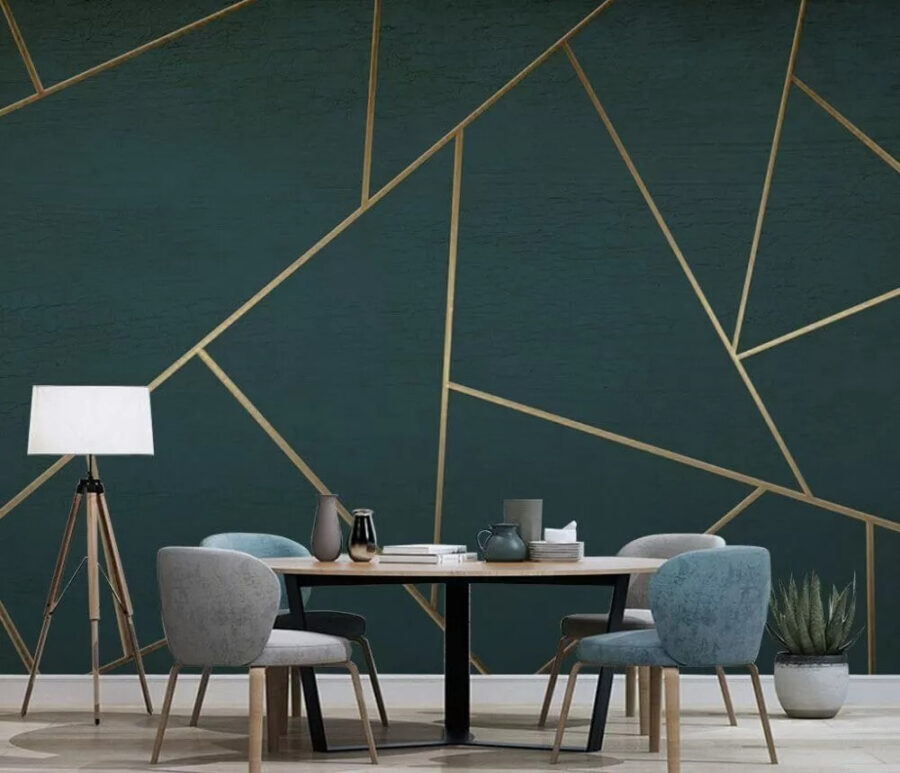 Líneas abstractas de color verde azulado que se cruzan con gracia
