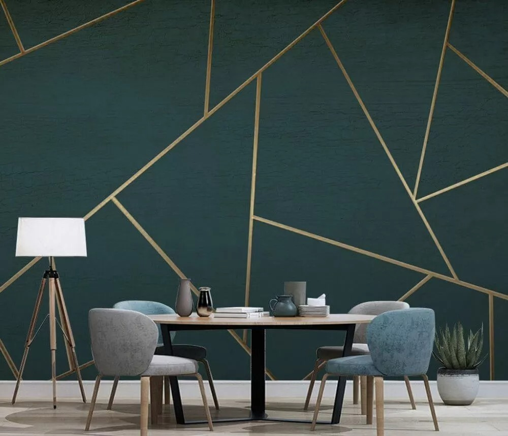 Abstract teal lines intersecting gracefully