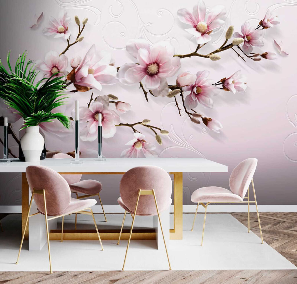Delicate blossoms on soft pink backdrop