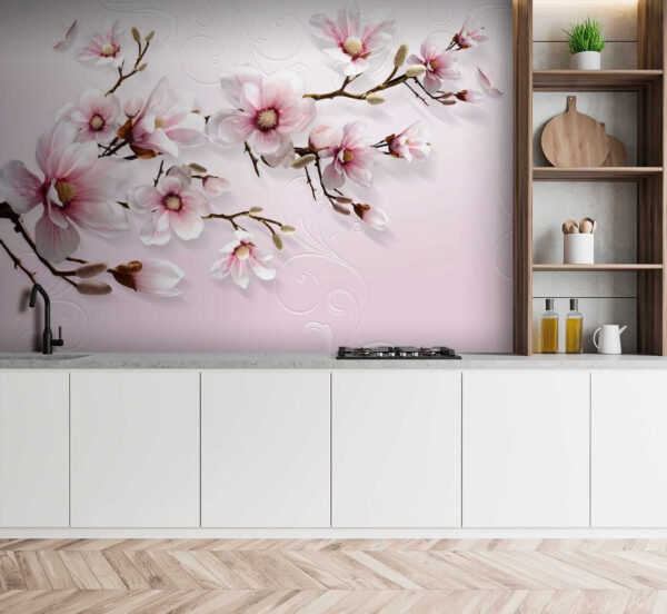 Delicadas flores sobre un fondo rosa suave Delicadas flores sobre un fondo rosa suave
