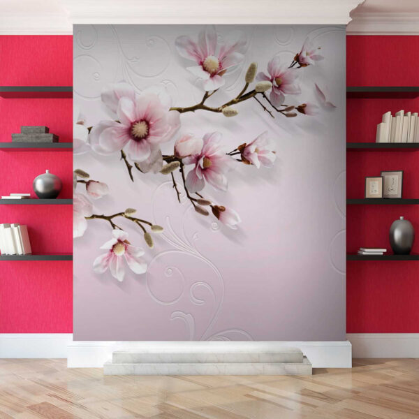 Delicadas flores sobre un fondo rosa suave Delicadas flores sobre un fondo rosa suave