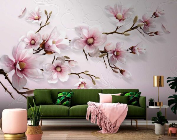 Delicadas flores sobre un fondo rosa suave Delicadas flores sobre un fondo rosa suave