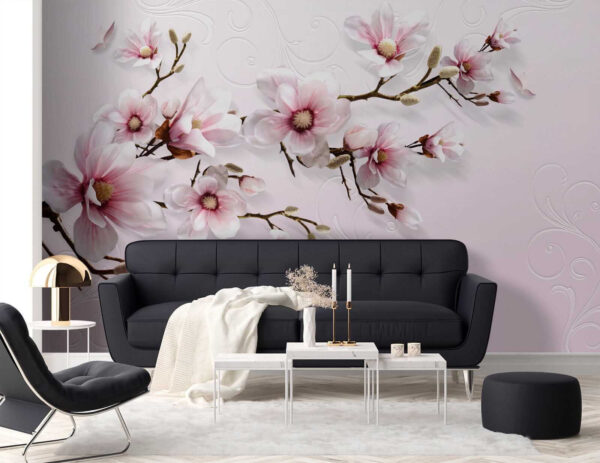 Delicadas flores sobre un fondo rosa suave Delicadas flores sobre un fondo rosa suave