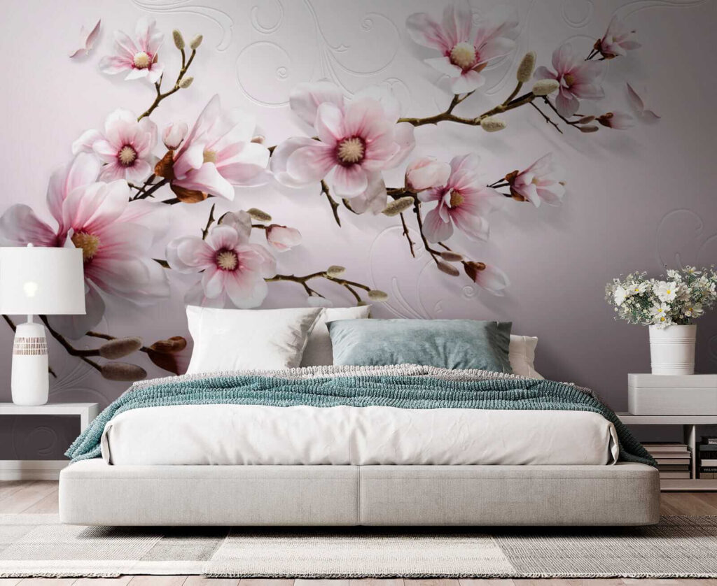 Delicate blossoms on soft pink backdrop
