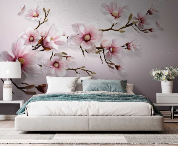 Delicadas flores sobre un fondo rosa suave Delicadas flores sobre un fondo rosa suave