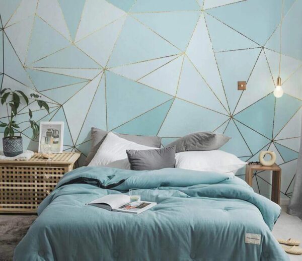 Fotomurales Fotomurales Estampado de triángulos azules y blancos (SKU: u46444)