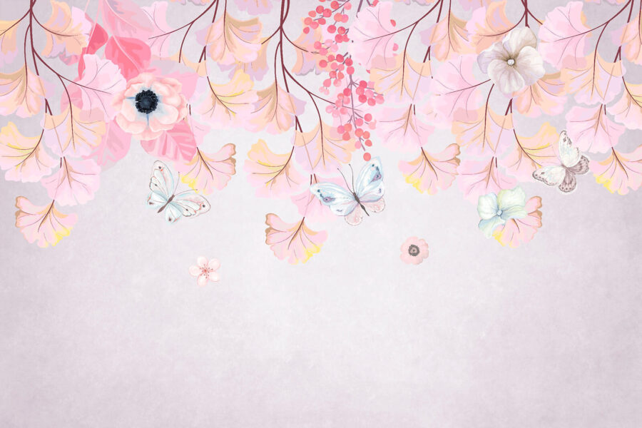 Pintura de flores y mariposas