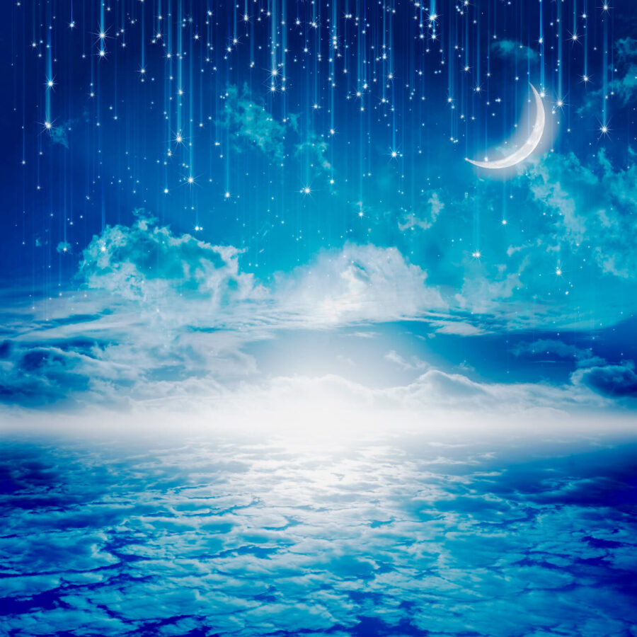 Luna y estrellas en el cielo