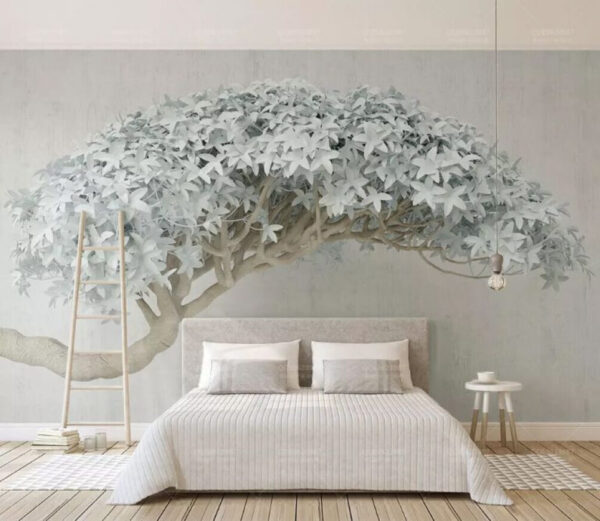 Árbol blanco con hojas blancas Árbol blanco con hojas blancas