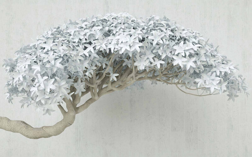 Árbol blanco con hojas blancas Árbol blanco con hojas blancas