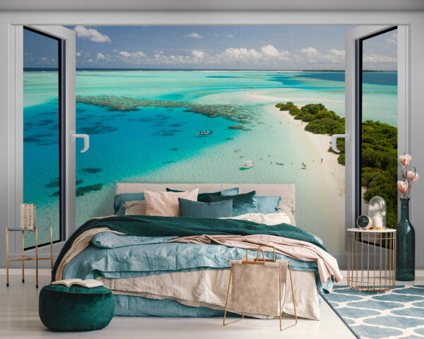 Vista de una playa desde una ventana Vista de una playa desde una ventana
