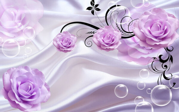 Flores moradas sobre tela blanca Flores moradas sobre tela blanca