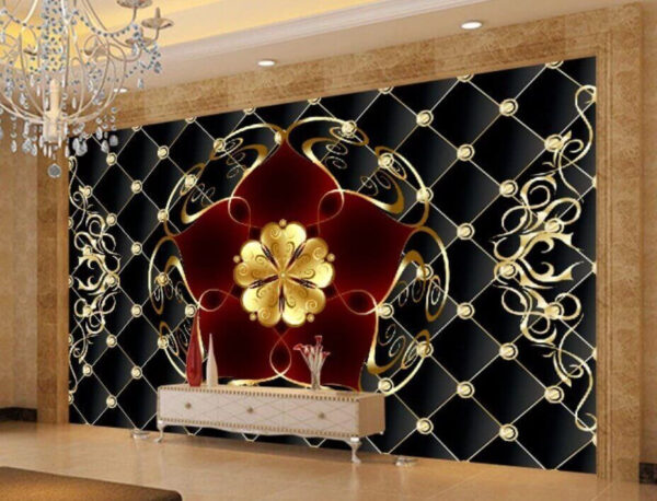 Fotomurales Fotomurales Elegante diseño floral sobre fondo negro (SKU: u40780)