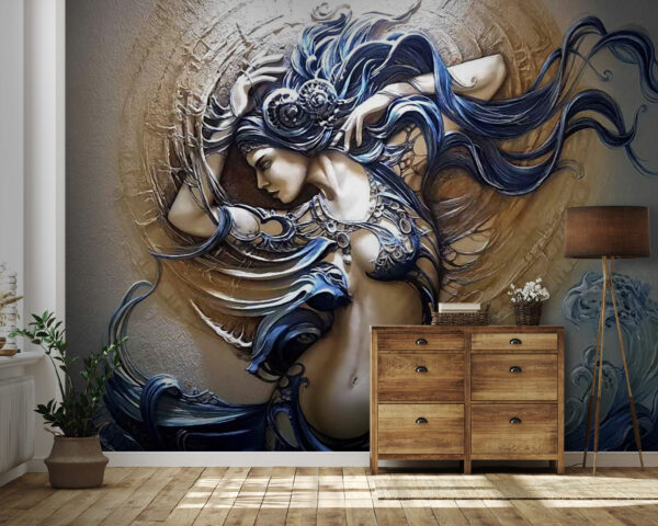Pintura de una mujer con el pelo largo Pintura de una mujer con el pelo largo