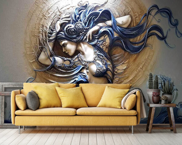 Pintura de una mujer con el pelo largo Pintura de una mujer con el pelo largo