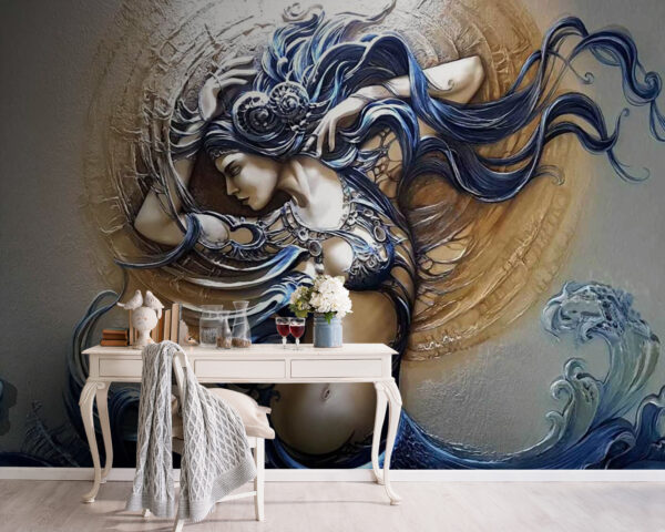 Pintura de una mujer con el pelo largo Pintura de una mujer con el pelo largo