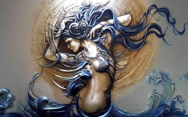 Pintura de una mujer con el pelo largo Pintura de una mujer con el pelo largo