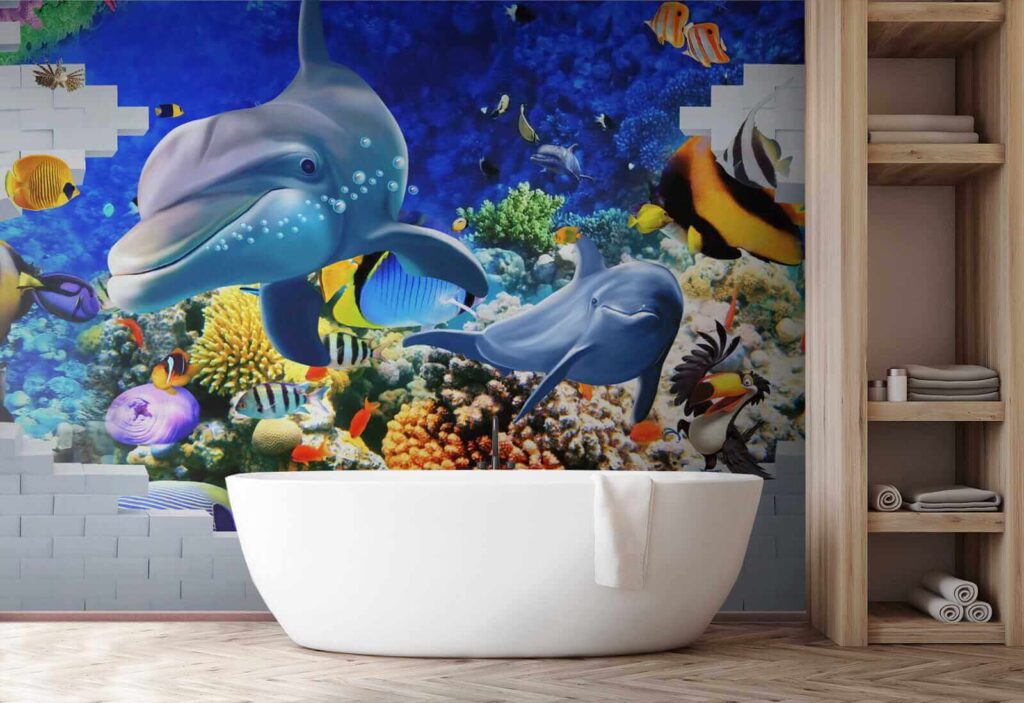 Mural de un pez y delfines u40459pit1 1024x703 - Mural de un pez y delfines - tegory