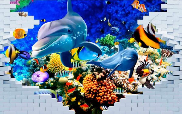 Mural de un pez y delfines u40459p 600x375 - Mural de un pez y delfines - tegory