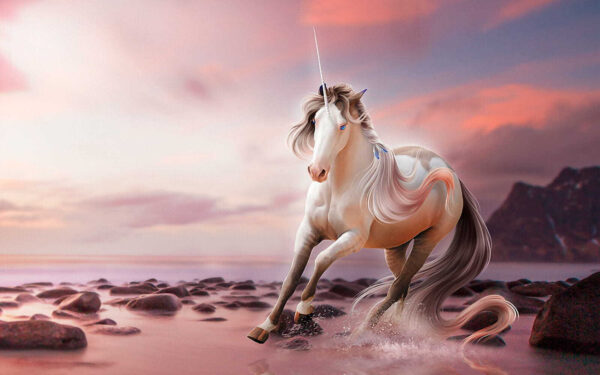 Unicornio corriendo sobre el agua Unicornio corriendo sobre el agua