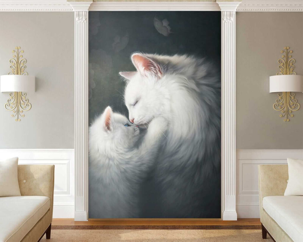 Cat and kitten kissing