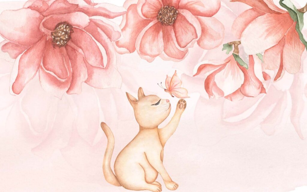 Gato con una mariposa en la pata Gato con una mariposa en la pata