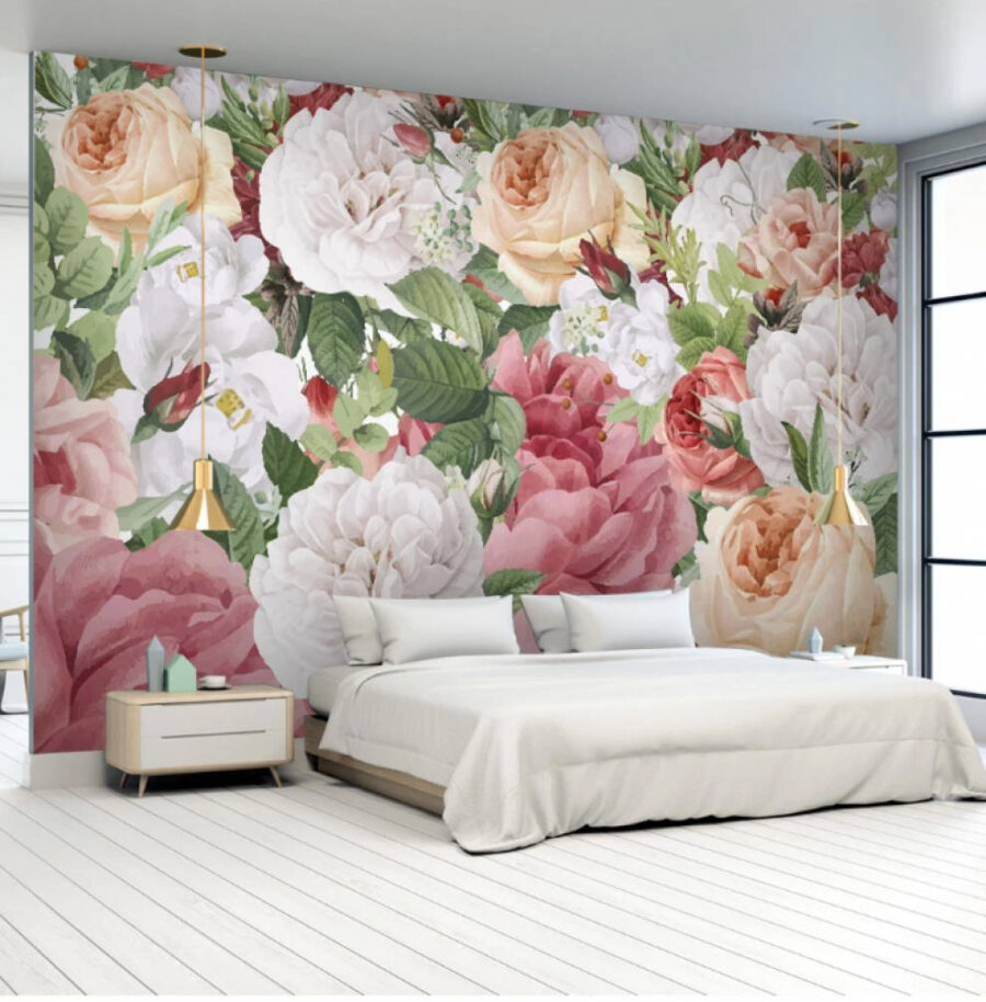 Flores exuberantes en suaves tonos pastel
