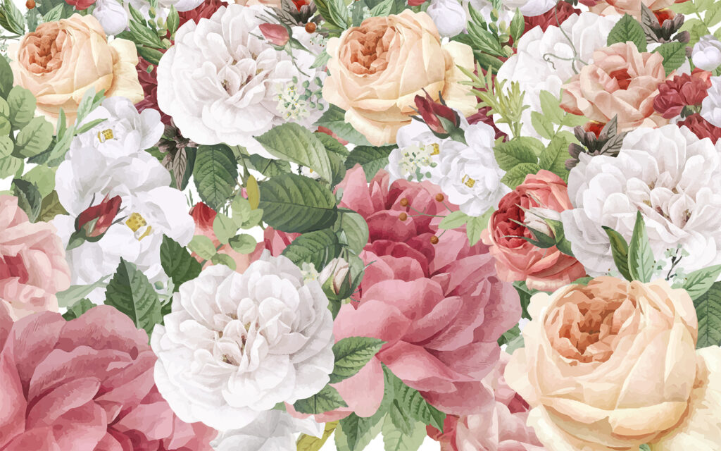 Flores exuberantes en suaves tonos pastel Flores exuberantes en suaves tonos pastel