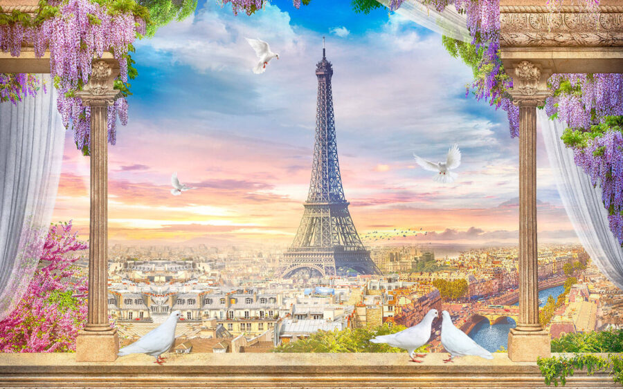 Torre con pájaros al fondo