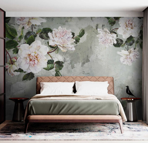 Painting of flowers on a wall