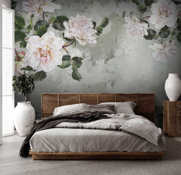 Painting of flowers on a wall