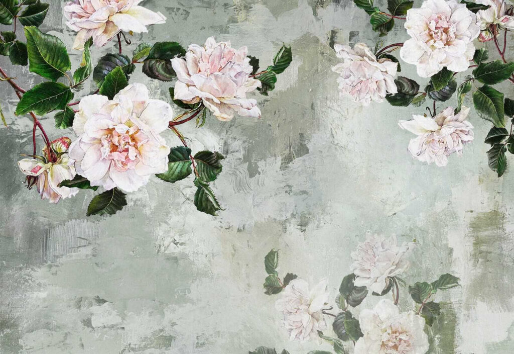 Painting of flowers on a wall