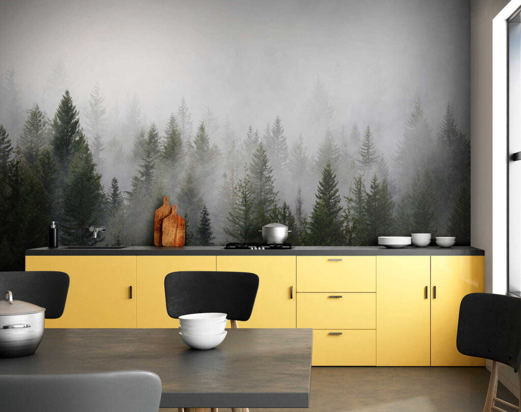 Group of trees in the fog