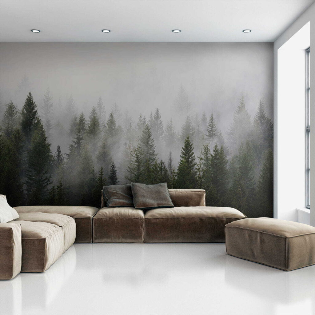Group of trees in the fog
