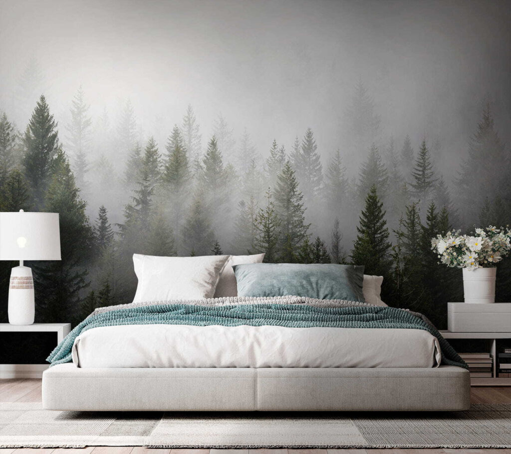 Group of trees in the fog