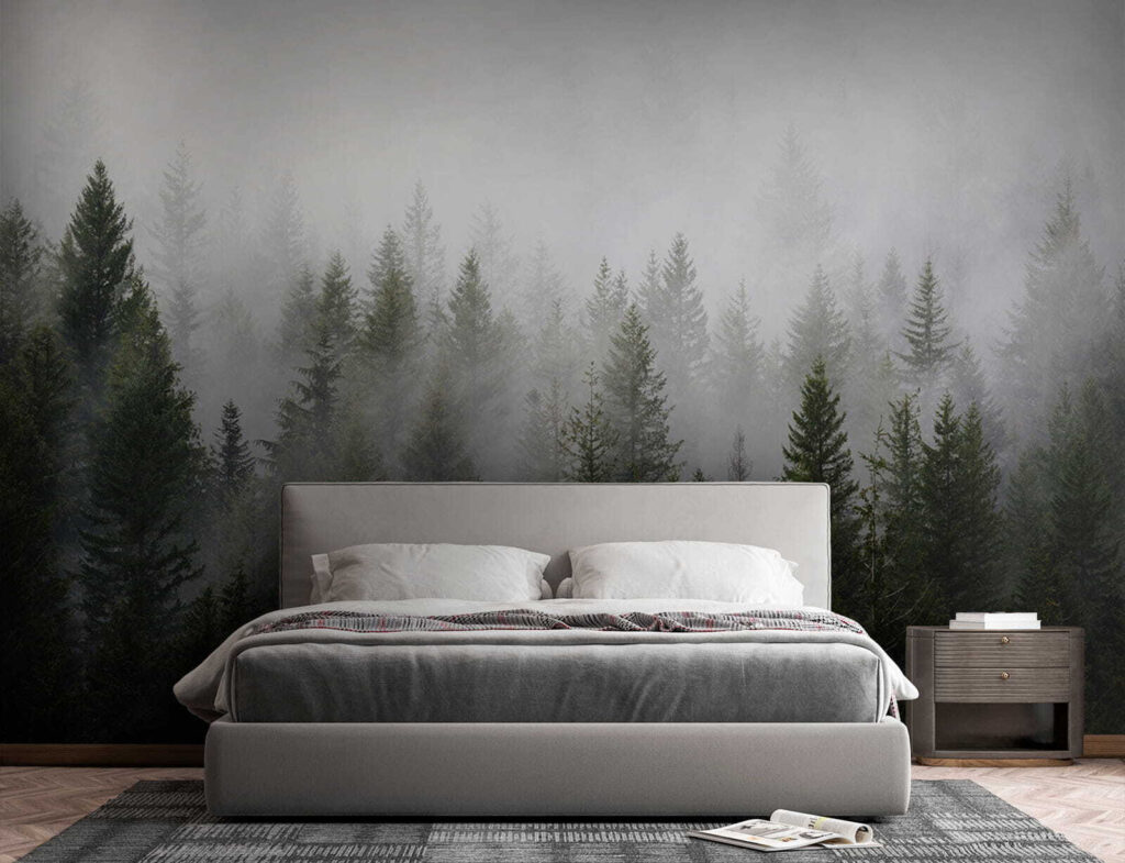 Group of trees in the fog